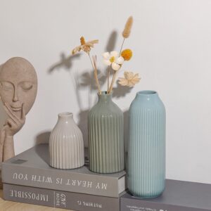 Ribbed Ceramic Vase Set - Image 6