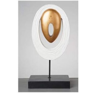 Oval Abstract Golden Face Sculpture - Image 2