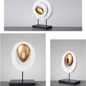 Oval Abstract Golden Face Sculpture - Image 3